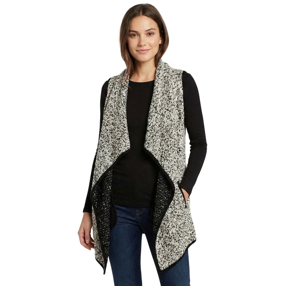 KUT from the Kloth Waterfall Open Front Textured Knit Vest Women's Large Casual